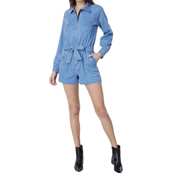 KUT from the Kloth Arabella-Zip-Up Romper with Waist Tie- XL - Picture 7 of 8